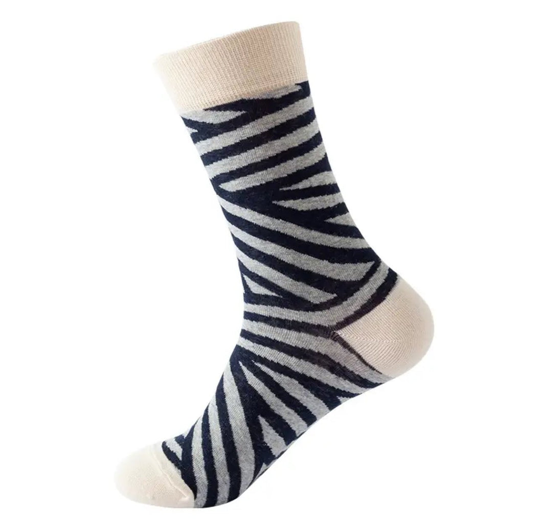 Gray Stripes Patterned Crazy Socks - Crazy Sock Thursdays