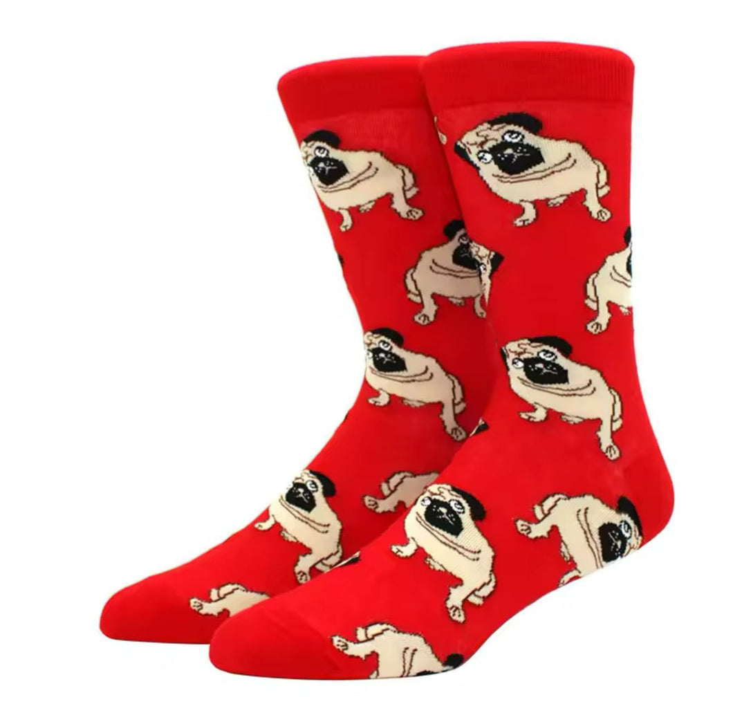 Pug Red Crazy Socks - Crazy Sock Thursdays