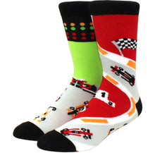 Charger l&#39;image dans la galerie, Race Car Odd Paired Socks - Crazy Sock Thursdays
